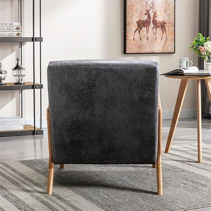 Container Furniture Direct Classic Comfortable Reading Small Modern Boho Microfiber Upholstered Lounge Armchair for Living Room, Reading, Bedroom, Office, and Small Spaces in Grey