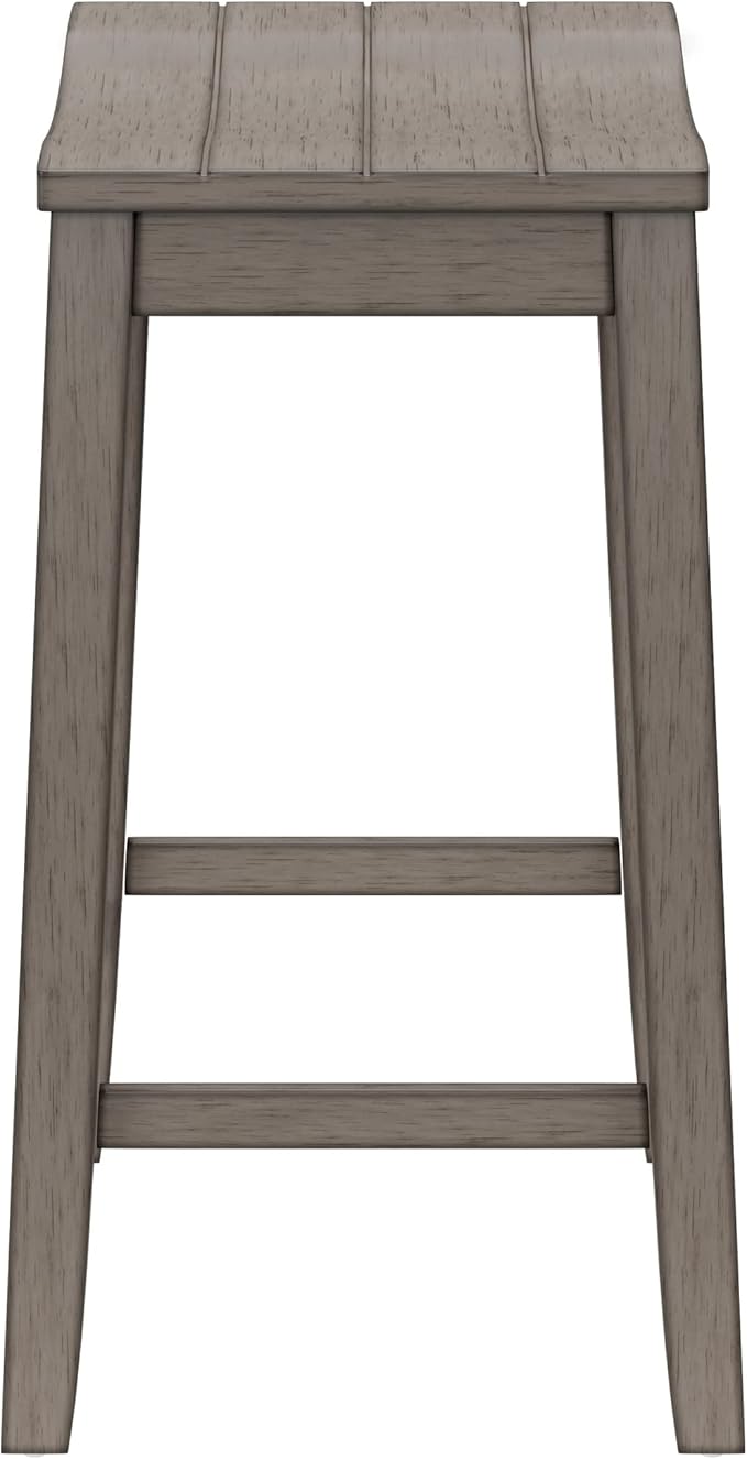 Hillsdale Fiddler Wood Backless Counter Height Stool with Saddle-Style Seat, Aged Gray