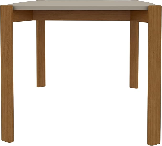 Manhattan Comfort Gales 47-Inch Mid Century Modern Dining Table for 2-4 Person, Unique Minimalist Home Furniture with Solid Eucalyptus Wood Legs, Off White