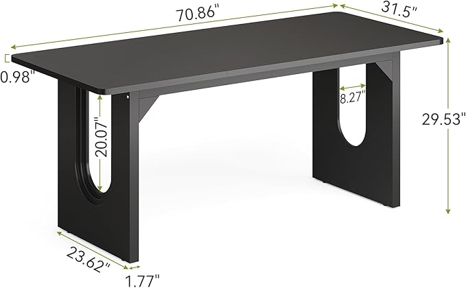 LITTLE TREE 70.8-Inch Home Office Desk, White Computer Desk with Storage, Study Writing Work Desk for Home Office, Spacious Modern Simple Desk, Black