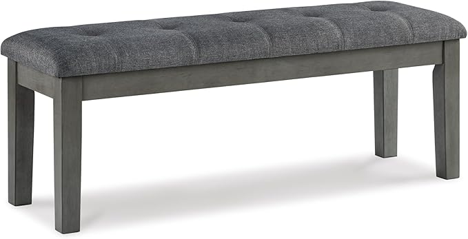 Signature Design by Ashley Hallanden Rustic Tufted Upholstered Dining Room Bench, Gray