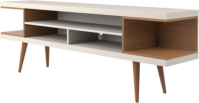 Manhattan Comfort Utopia 70.47" Freestanding Entertainment Center for Living Room, Mid Century Modern TV Stand with Shelves, Storage and Media Holes, Fits 65" Screens, Maple Cream