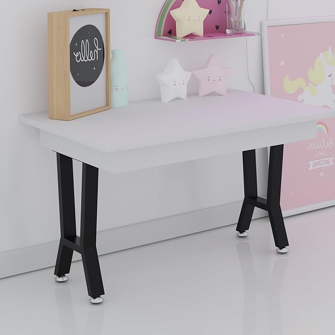 Bench Legs,Coffee Table Legs 15-Inch, Black Metal End Table Legs,Iron Desk Legs for Table,Heavy-Duty Furniture Legs,Patas para Mesa,Easy Install with Adjustable Feet,DIY Legs (H Shape,2 Pcs)