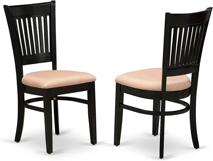 East West Furniture DLVA5-BLK-C 5 Piece Dining Table Set for 4 Includes a Round Kitchen Table with Dropleaf and 4 Linen Fabric Upholstered Dinette Chairs, 42x42 Inch, Black
