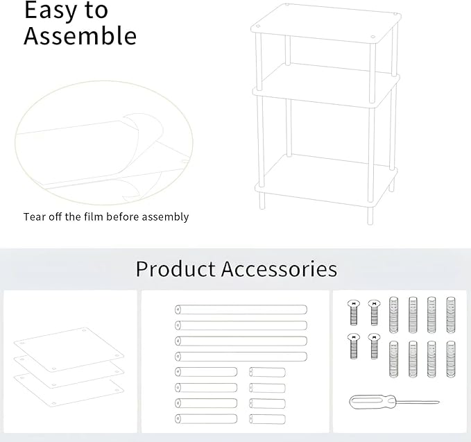 Acrylic Side Tables with 3 Shelve,Bedside Table Clear Nightstand for Bedroom Modern End Table for Living Room, Sofa Table, Side Table 15.7" L x11.8 Wx 23.6" H
