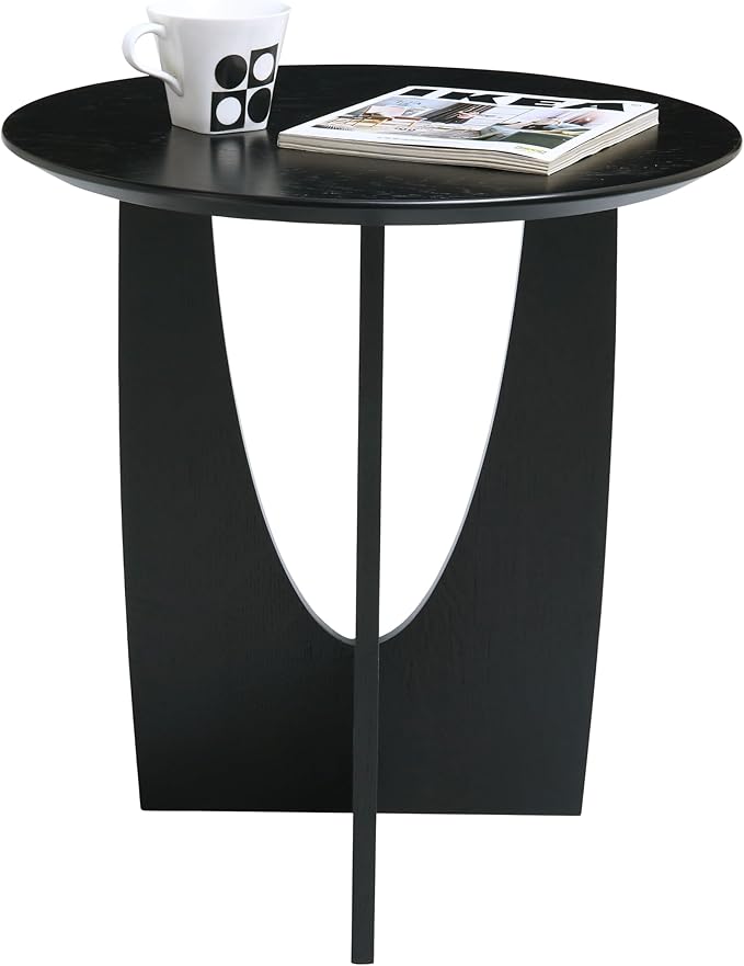 Get Set Style Round End Table Accent Side Table Circle Wood Corner Table Small Modern Coffee Table for Living Room or Bedroom Nightstand (Black Finish)