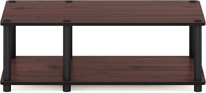 Furinno Just No Tools Dark Cherry Mid Television Stand with Black Tube