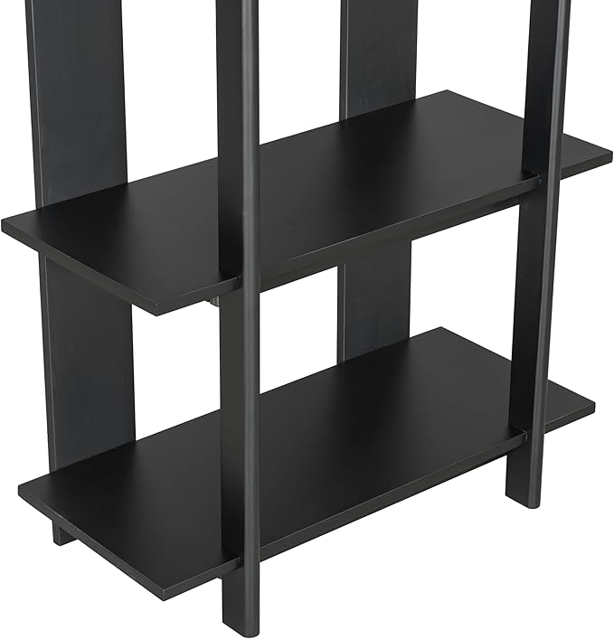Christopher Knight Home Milio Modern 4 Shelf Bookcase, Acacia Solid Wood Book Organizer with Non-Slip Foot Pads, Sturdy Open Storage Shelf, Big Book Shelf, Floor Standing Unit, 70.20'' Height, Black