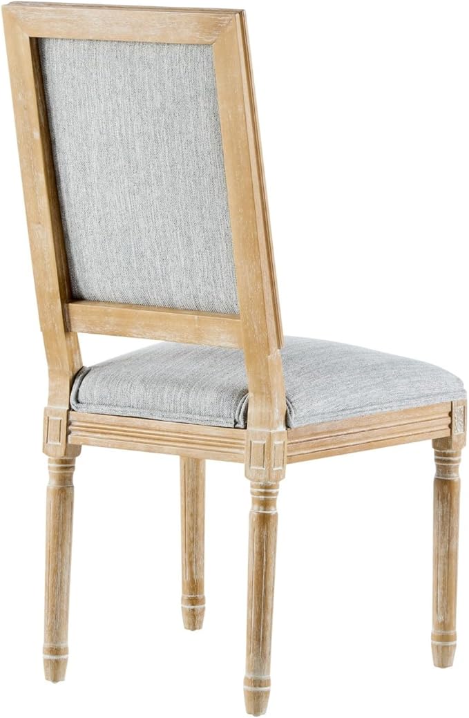Merax Upholstered Solid Wood Dining Chairs Set of 2, French Country Style Accent Side Seating Furniture for Kitchen, Living Room, Cushioned Back, Grayish Green