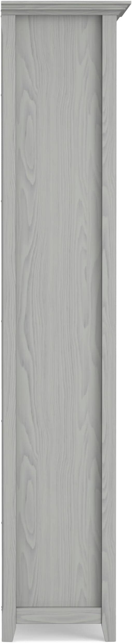 SIMPLIHOME Amherst Bookcase - 70 inch Tall 5-Shelf Solid Wood Bookshelf in Fog Grey, Transitional Storage for Living Room, Study Room or Office with Adjustable Shelves and Tapered Legs