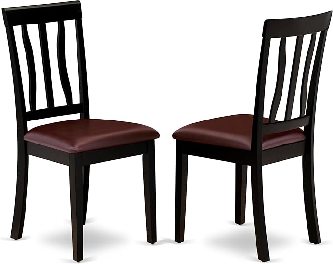 East West Furniture LGAN5-BCH-LC 5 Piece Dining Room Furniture Set Includes a Rectangle Kitchen Table with Butterfly Leaf and 4 Faux Leather Upholstered Chairs, 42x84 Inch, Black & Cherry