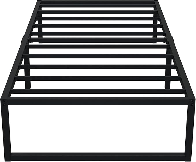 EMODA 14 Inch Narrow Twin Bed Frame 30x75, Heavy Duty Metal Platform No Box Spring Needed, Easy Assembly Noise Free, Black