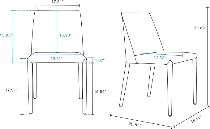 Manhattan Comfort Paris Modern Saddle Leather Dining Chairs, Metal Frame, Comfortable Padded Seat, Fully Assembled Kitchen Accent Furniture, Set of 2, Clay