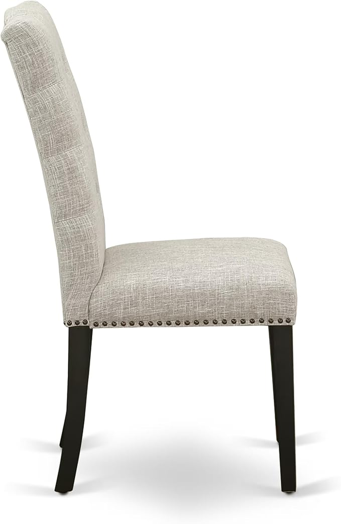 East West Furniture V627EL635-7 7 Piece Kitchen Table Set Consist of a Rectangle Dining Table with V-Legs and 6 Doeskin Linen Fabric Parson Dining Room Chairs, 40x72 Inch, Multi-Color