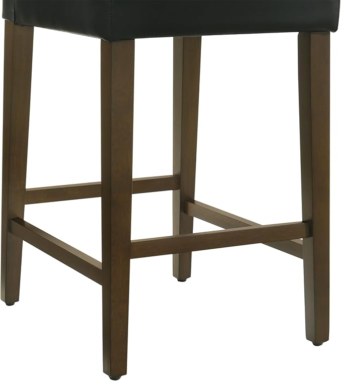 CHITA Counter Height Bar Stools Set of 3, 27" H Seat Height Upholstered Barstools, PU Leather in Black