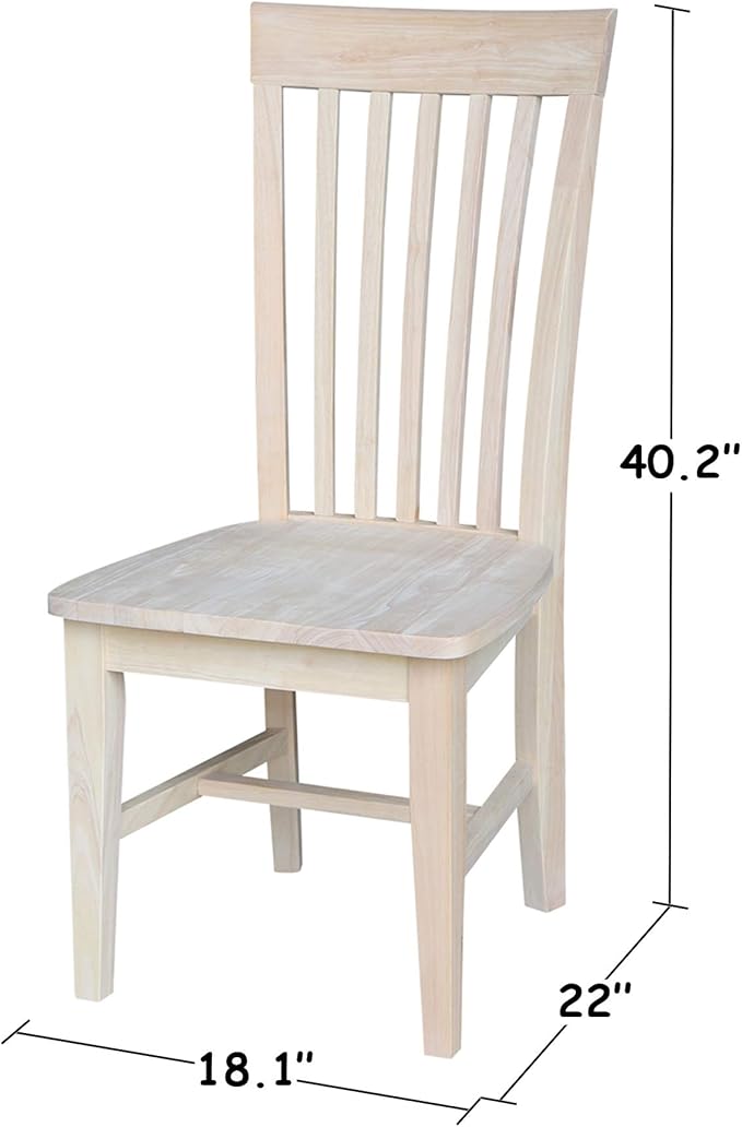 IC International Concepts Set of 2 Tall Mission Chairs Real/Solid Parawood, Kitchen/Dining/Accent, 18.1"W x 22.05"D x 40.16"H, 225 Lbs Wt. Capacity, DIY, Stain/Paint in Any Color, Unfinished
