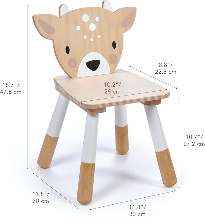 Tender Leaf Toys - Forest Table and Chairs Collections - Adorable Kids Size Art Play Game Table and Chairs - Made with Premium Materials and Craftsmanship for Children 3+ (Forest Deer Chair)