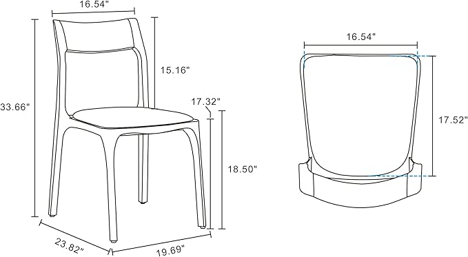 Manhattan Comfort Moderno Stackable Dining Chairs with Leatherette Upholstered Seat, Foam Padding & Solid Wood Frame, Suitable for Kitchen or Restaurant Usage, Set of 2, Black