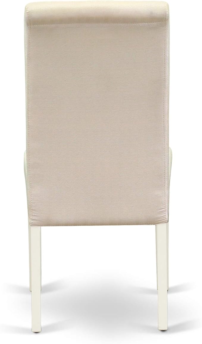 East West Furniture LGBA5-LWH-01 5 Piece Dinette Set Includes a Rectangle Dining Table with Butterfly Leaf and 4 Cream Linen Fabric Parson Dining Room Chairs, 42x84 Inch, Linen White