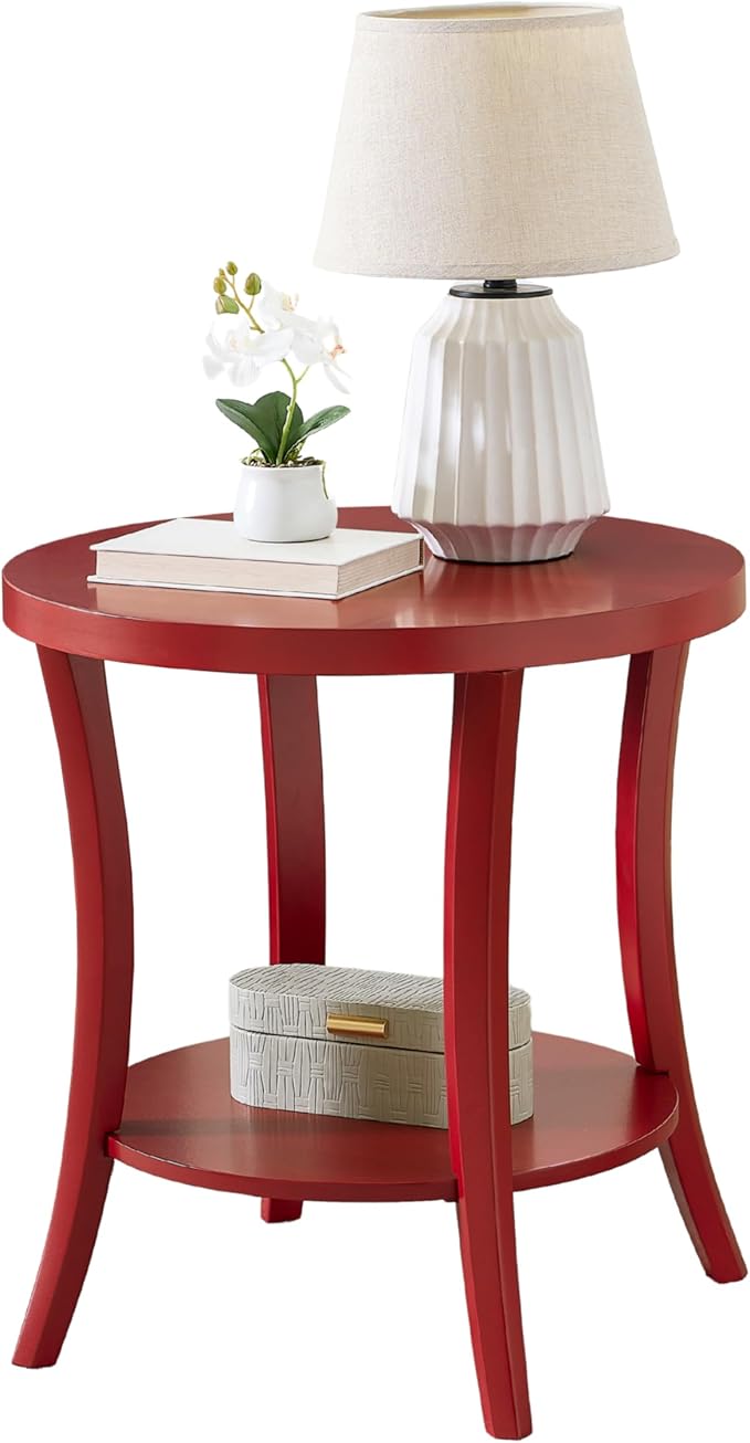 Roundhill Furniture Perth Contemporary Round End Table with Shelf