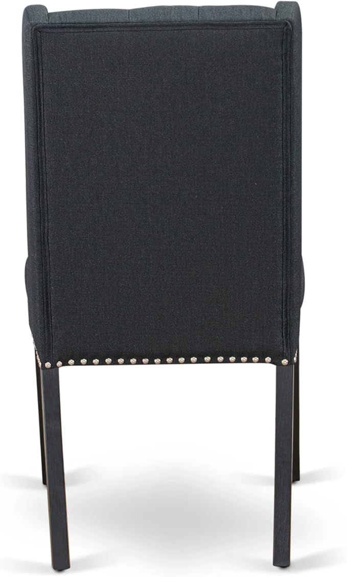 X07FO-B06-24 - 9-piece Dining Room Table Set a Rectangular Dining Table and a wooden Bench and 7 Black Linen Fabric Kitchen Chair, 39x120 Inch, Wire Brushed Black