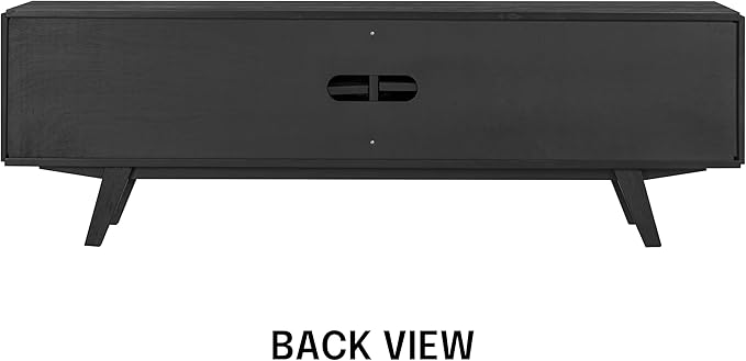 NTC Sapa Mid-Century Modern Solid Wood TV Stand 4-Door Media Console with Carved Geometric Fronts for TVs up to 75", Effortless Assembly, Burnt Black