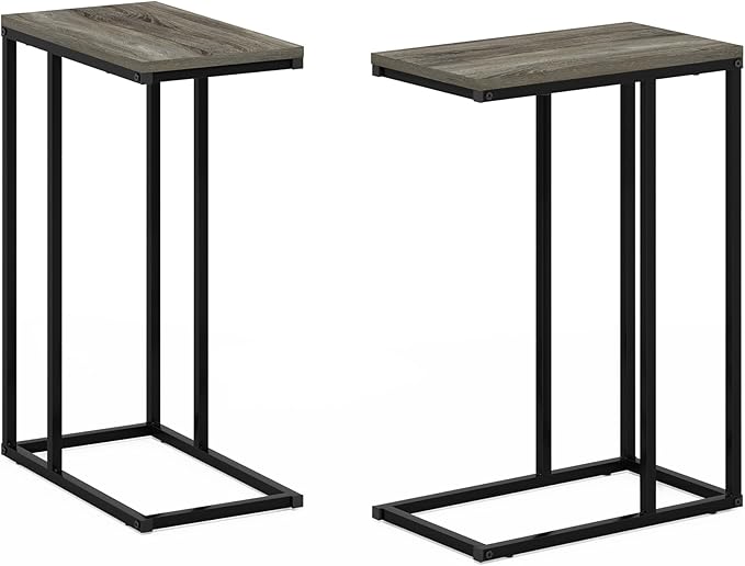 Furinno Camnus Modern Living Sofa Side Table, French Oak Grey, Set of 2