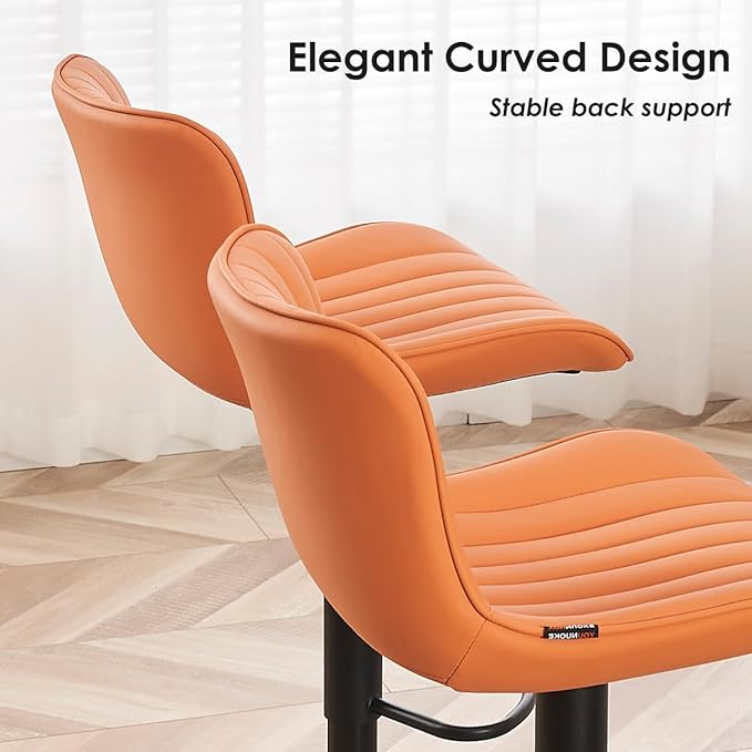YOUNUOKE Counter Height Bar Stools Kitchen Island Barstools Set of 2 Adjustable Swivel Counter Stool Bar Height Island Chairs with Back, Camel