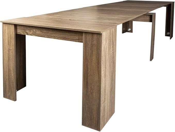 KEIKI 20"-118.5" L Extendable Foldable Dining Room Table for 1-10 People, Wood Multifunctional Rectangle Expandable Console Kitchen Living Meeting Room Furniture, 6 Tabletop Length Options, Barnwood