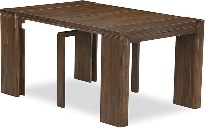 X02DA-208-32 5-Pc Mid Century Dining Table Set contains an Extendable Rectangle Kitchen Table, 2 Polyester Dining Chairs and 2 Modern Benches, 39x120 Inch, Antique Walnut