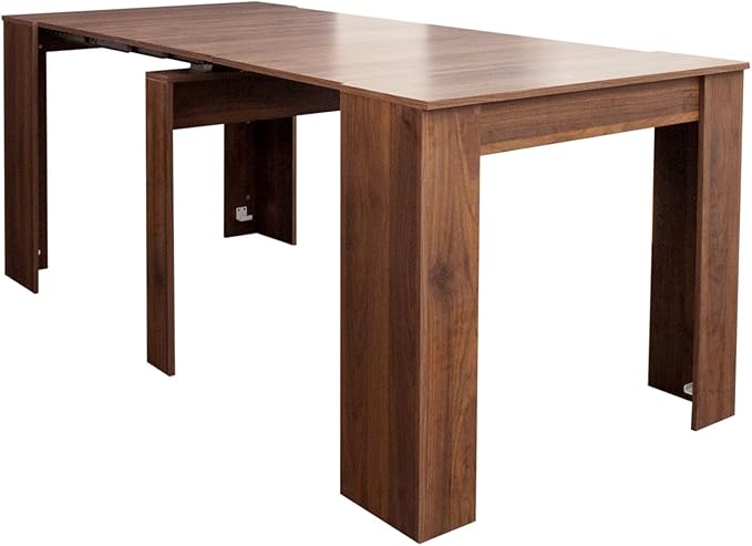 KEIKI 20"-118.5" L Extendable Foldable Dining Room Table for 1-10 People, Wood Multifunctional Rectangle Expandable Console Kitchen Living Meeting Room Furniture, 6 Tabletop Length Options, Walnut
