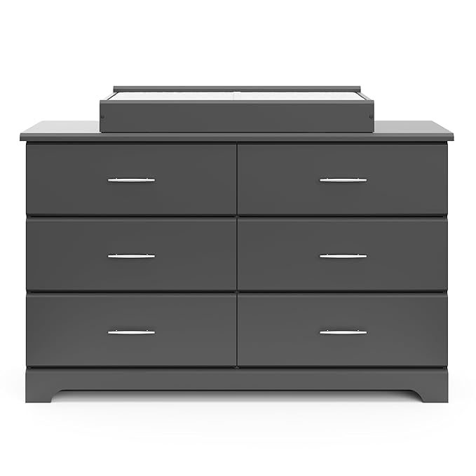 Storkcraft Brookside 6-Drawer Dresser (Gray) – GREENGUARD Gold Certified, Nursery & Kids Storage, Nursery Essentials, Kids Room Storage, Durable Bedroom Dresser