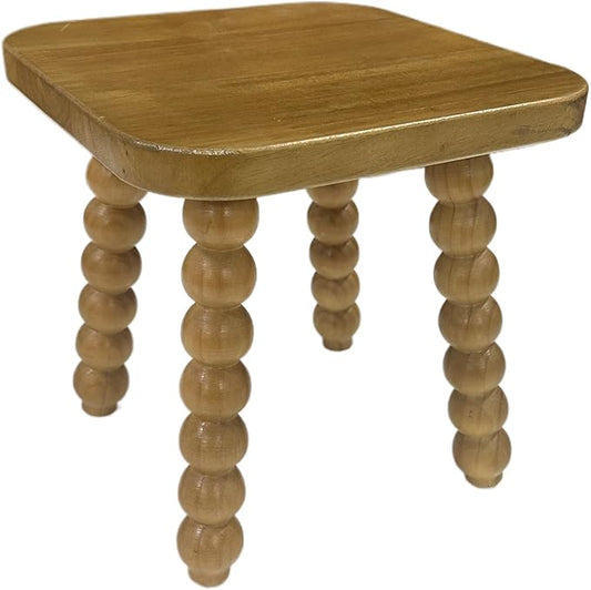 Solid Wooden Footstool 9.3 Inch - Short Stool for Kids & Adults, Sensory Table Helper - Sturdy Foot Stool for Bathroom, Kitchen, Bedroom, Natural Plant Stand, Toddler Helper (Nature)