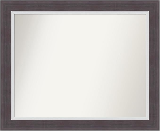 Amanti Art Brown Bathroom Mirror for Over Sink, 28x34 Ellie Brown Silver Rectangle Vanity Mirror, Large Modern Frame, Hangs Horizonally and Vertically, Bathroom Wall Decor, Non-Beveled Edge