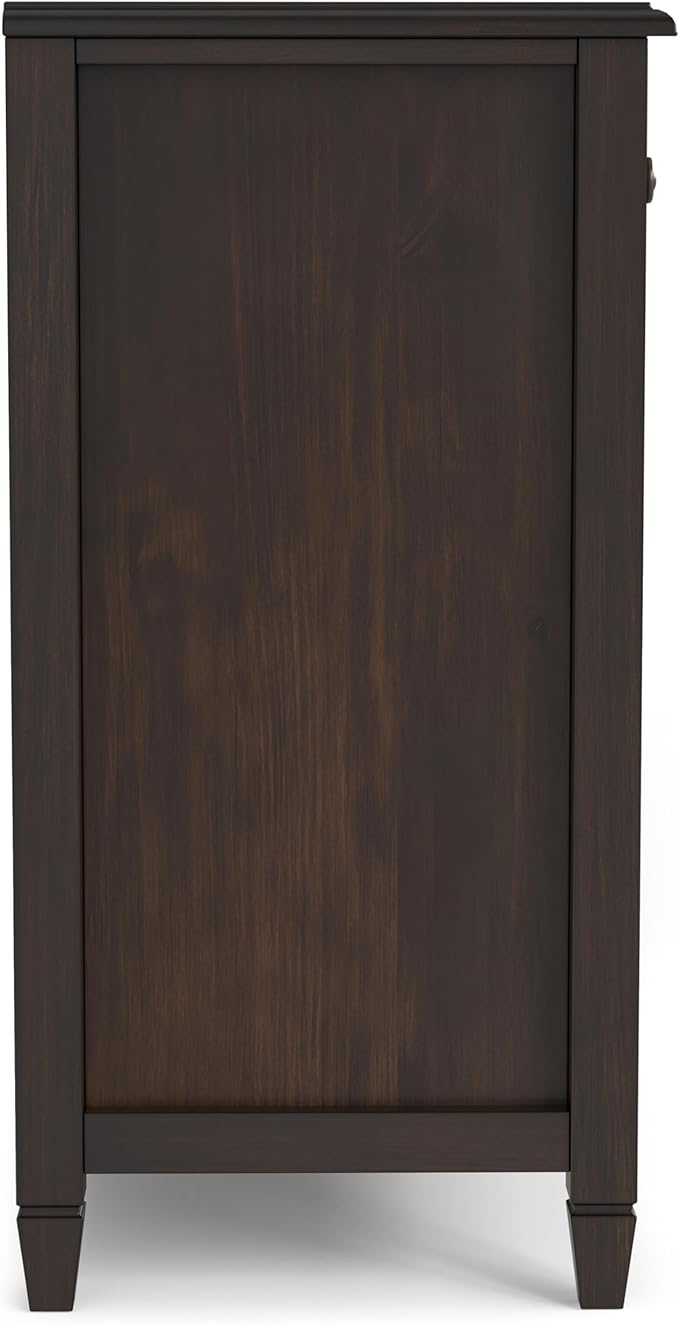 SIMPLIHOME Connaught SOLID WOOD 67 inch Wide Traditional Large Sideboard Buffet Storage Cabinet in Dark Chestnut Brown for the Living Room, Entryway and Family Room