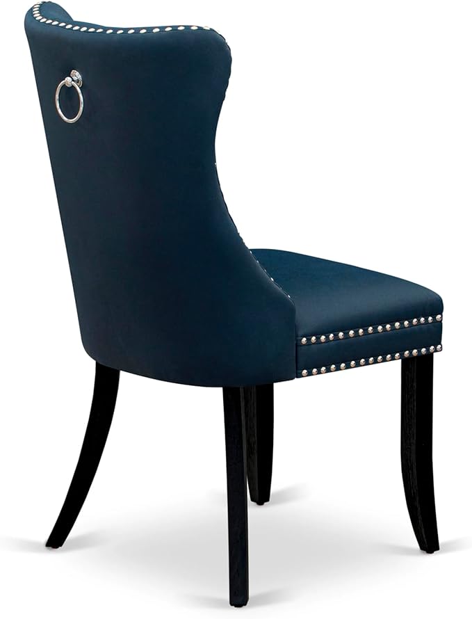 East West Furniture LGDA5-BLK-29 5 Piece Dining Set Includes a Rectangle Wooden Table with Butterfly Leaf and 4 Polyester Fabric Upholstered Chairs, 42x84 Inch, Black