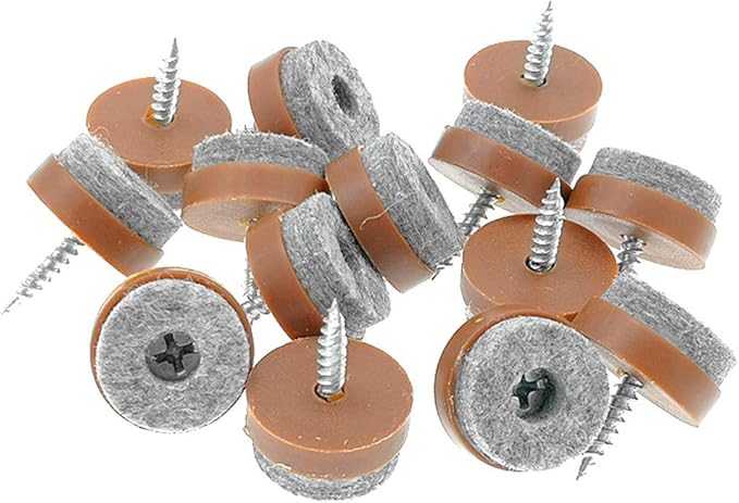 ALIMITOPIA 40pcs Screw-on Furniture Felt Pad Chair Glide Slider Hardwood Floor Protector for Wooden Leg Feet of Chair Table Furniture(Φ24mm or 0.95";Brown)