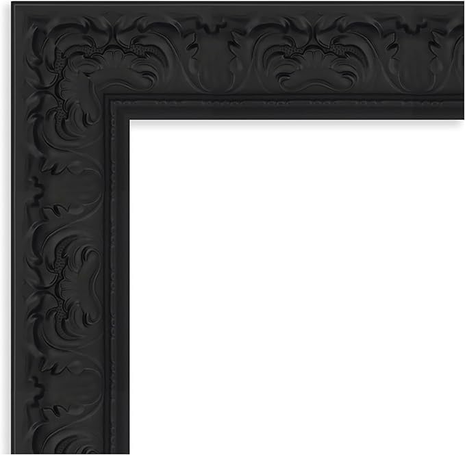 Amanti Art Black Bathroom Mirror for Over Sink, 31x25 Luxe Black Rectangle Vanity Mirror, Medium Traditional Frame, Hangs Horizonally and Vertically, Bathroom Wall Decor, Beveled Edge