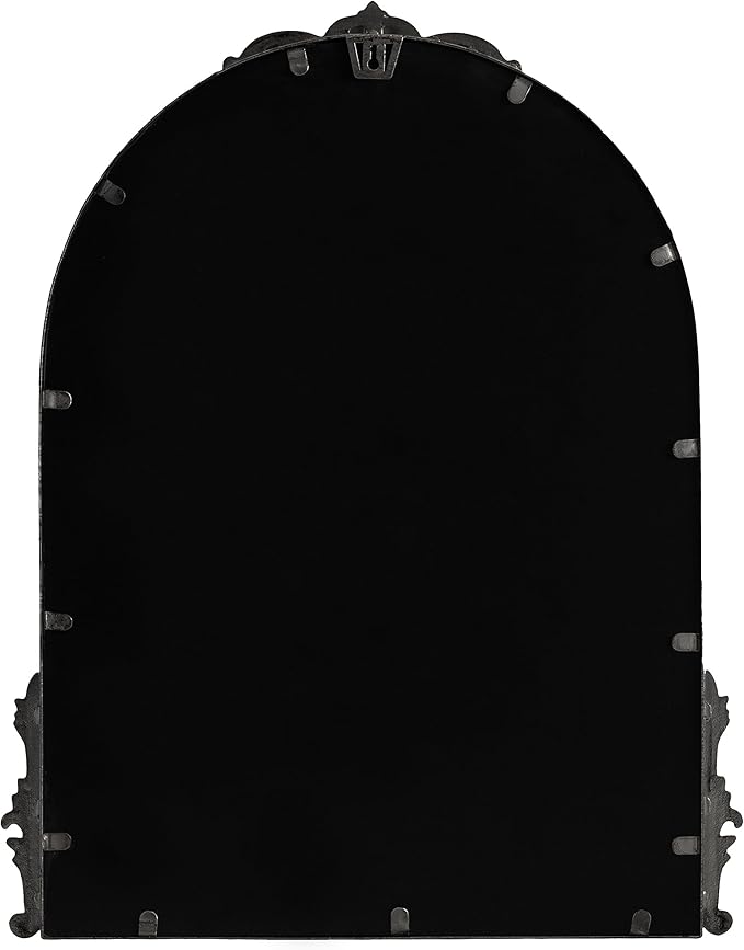 Kate and Laurel Myrcelle Traditional Arched Mirror; 21 x 26; Antique Black; Decorative Arch Vintage Mirror with Ornate Garland Detailing Along The Crown and Edges of The Frame
