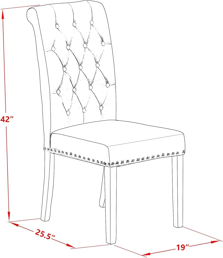 East West Furniture BRP3T18 Bremond Parson Kitchen Chairs - Button Tufted Nailhead Trim Brown Linen Linen Fabric Padded Dining Chairs, Set of 2, Mahogany