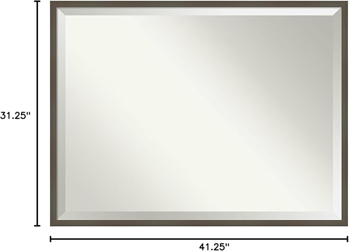Amanti Art Grey Wall Mirror 31x41 Svelte Clay Grey Rectangle Bathroom Mirror for Wall Decor Living Room, X-Large Modern Wood Frame, Hangs Horizonally and Vertically, Bathroom Decor, Beveled Edge