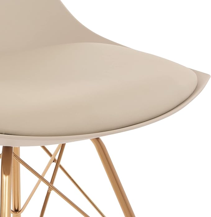 OSP Home Furnishings Oakley Mid-Century Modern Bucket Chair,Faux Leather, Cream