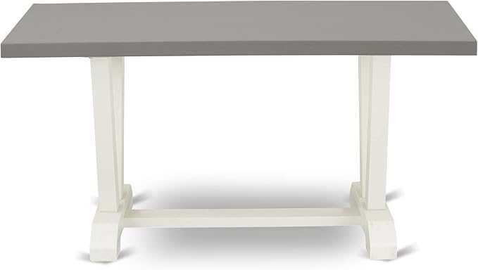 East West Furniture V097LA015-5 5 Piece Modern Dining Table Set Includes a Rectangle Wooden Table with V-Legs and 4 Baby Blue Linen Fabric Upholstered Chairs, 40x72 Inch, Multi-Color