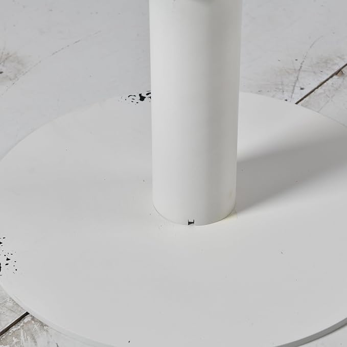 Diwhy Industrial Pub Table 23.6" Iron Round Desktop 37.4" Height Cast Iron Bar Table Antique White