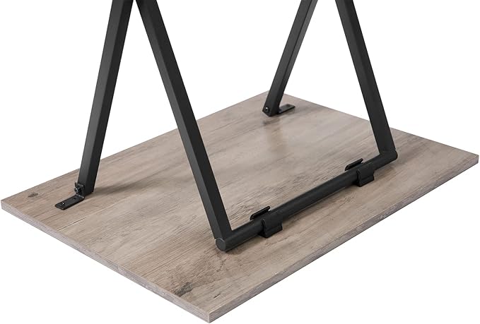 HOOBRO Folding TV Tray Tables, Set of 4 TV Trays with Storage Rack, Industrial Side Table for Eating at Couch, Foldable Snack Table for Small Space, Easy Assembly, Greige and Black BG50BZ01