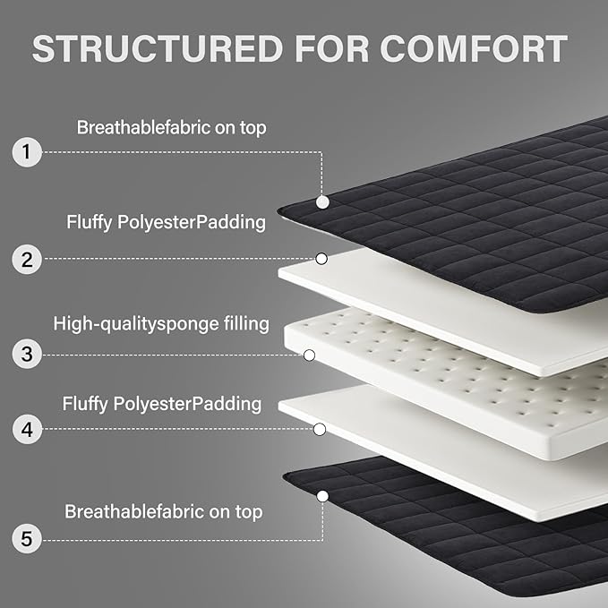 Welnow Japanese Futon Floor Mattress, Twin Size Thick Tatami Mat Portable & Foldable Roll Up Floor Bed Mattress with Storage Bag, Sleeping Pad for Adults, Dorm, Guest Bed, Camping and Travel, Black