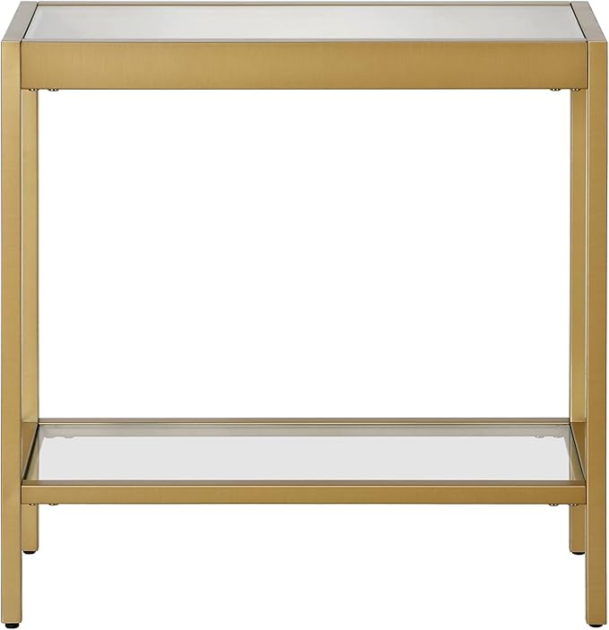 Henn&Hart 24" Wide Rectangular Rectangular Side Table in Brass, Table for Living Room, Bedroom