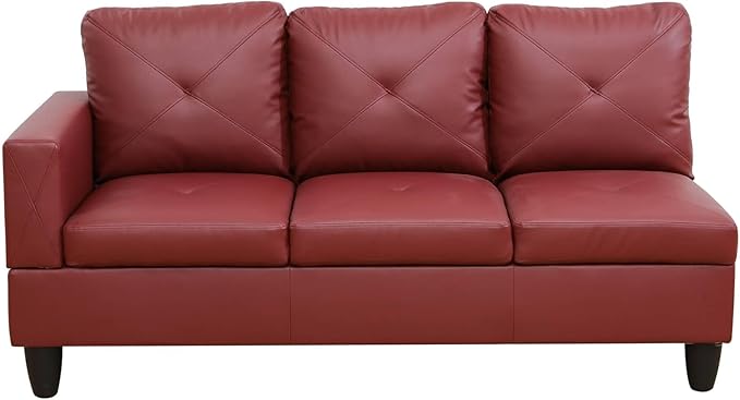 NicBex Sectional Couch 3 Pieces Sofa Set with Left Chaise Faux Leather L Shaped Cloud Couch for Living Room Furniture Sets with Storage Ottoman, Modular Sofa for Living Room & Apartment, Red