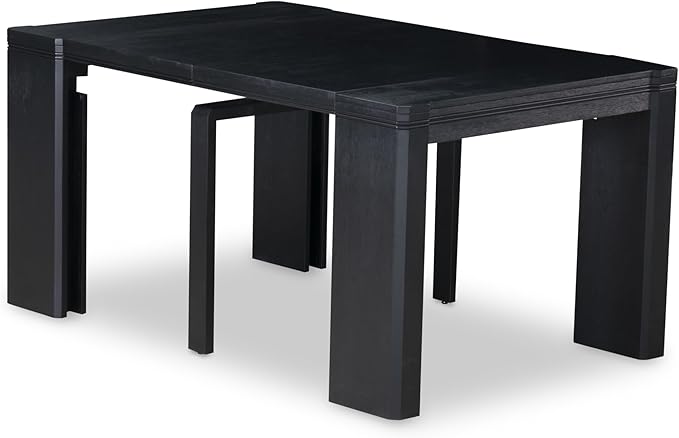 X12SI-006-48 - 13-piece Modern Dining Room Table Set a Rectangular Kitchen Table and 12 coffee Linen Fabric Dining Chair, 39x120 Inch, Wire Brushed Black
