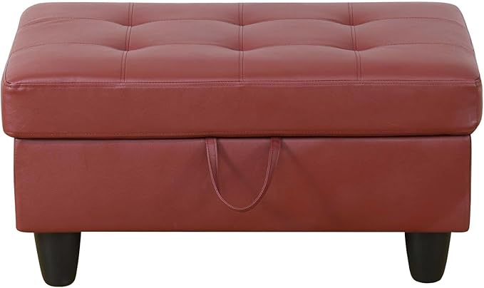 NicBex Sectional Couch 3 Pieces Sofa Set with Left Chaise Faux Leather L Shaped Cloud Couch for Living Room Furniture Sets with Storage Ottoman, Modular Sofa for Living Room & Apartment, Dark Red